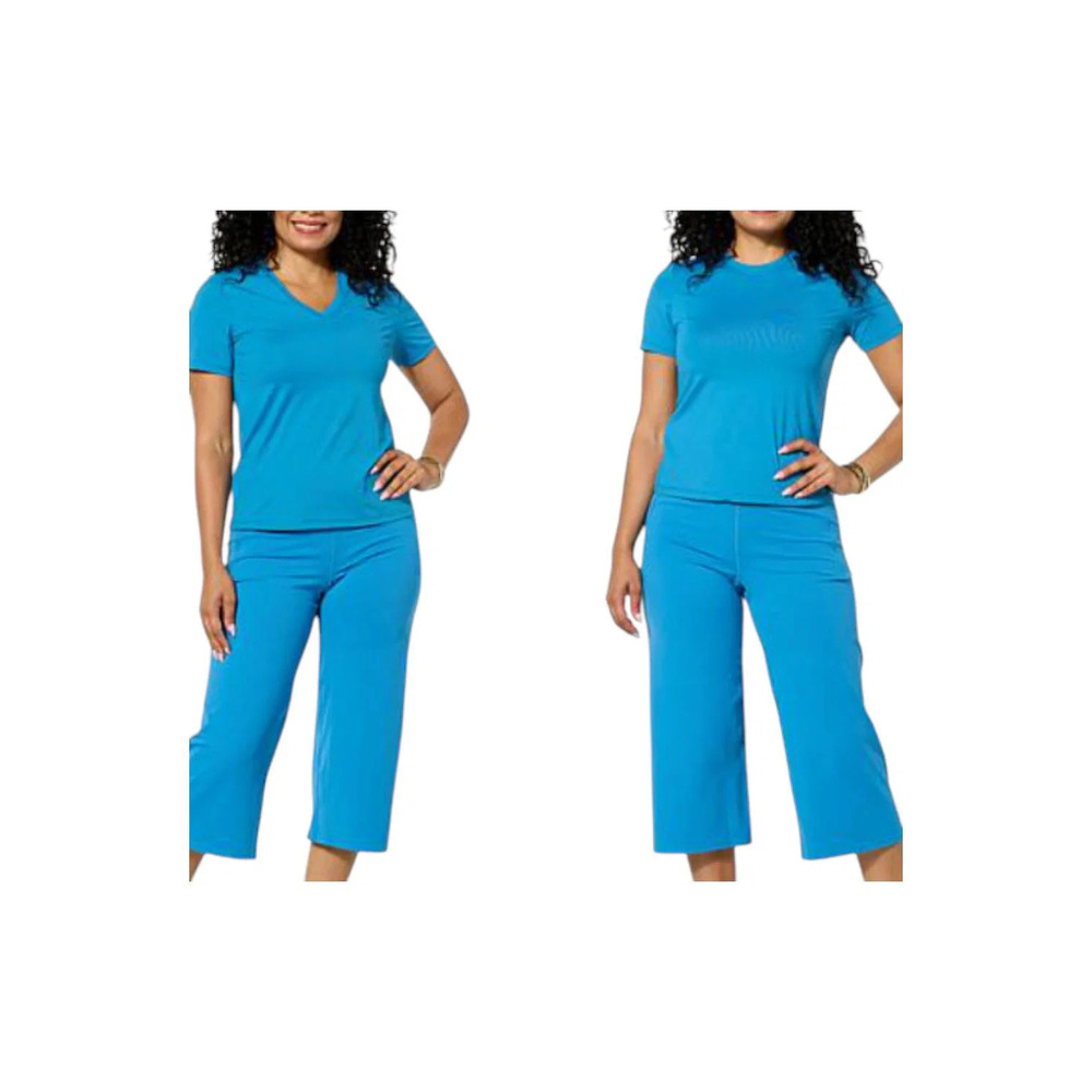 Joy Collection Women's Two Performance Tees w/ Headband Ocean Blue - Regular